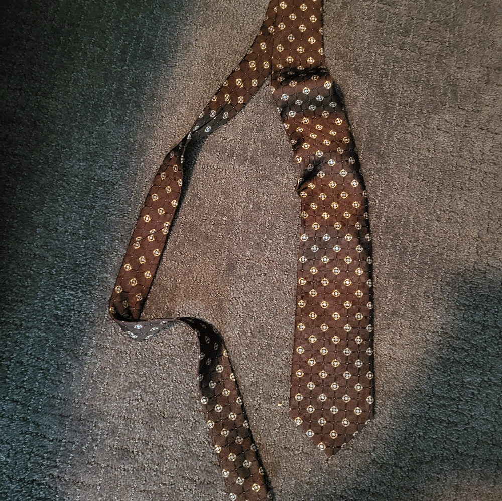 Brown Patterned silk Tie